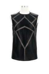 Black Shiny Knits Splice Armor Modeling Mesh Men's Punk Vest - Product - 7