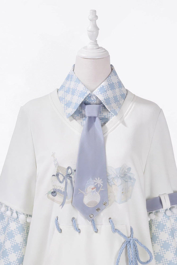 White Lapel Collar Long Sleeves Print Asymmetric Prince Handsome Ouji Lolita Set - Product - 2
