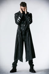 Black Stand Collar Metal Buckle Long Sleeves Mens Steampunk Coat - Product - 4