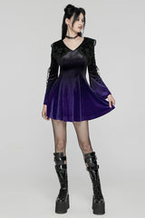 Black/Velvet Doll Collar Long Sleeves Gradient Embroidery Women's Gothic Prom Dress - Product - 4