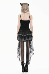 Black Women's Gothic Vintage Multi-Layered Ruffled Mesh Tail Skirt - Product - 4