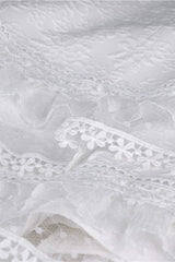 White Off Shoulder Lace Short Sleeves Lace-Up Women's Steampunk Luxurious Wedding Graduation Dress - Product - 15