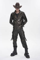 Spliced Irregular Detachable Studded Zippered Men's Punk Handsome Pants  With Big Pockets - Product - 11