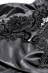 Black Cross Zippered Floral Embroidered Women's Gothic Cloak with Hood - Product - 15