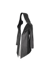 Black Irregular Eyelet Men's Gothic Jacket With Hood - Product - 10