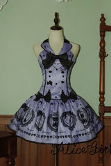 Purple [Sugar Bear] Halterneck Sleeveless Embroidered Bow Sweet Lolita Dress - Product - 3