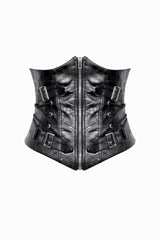 Black Lace-Up Metal Buckled Zippered Women's Punk Underbust Corset - Product - 3
