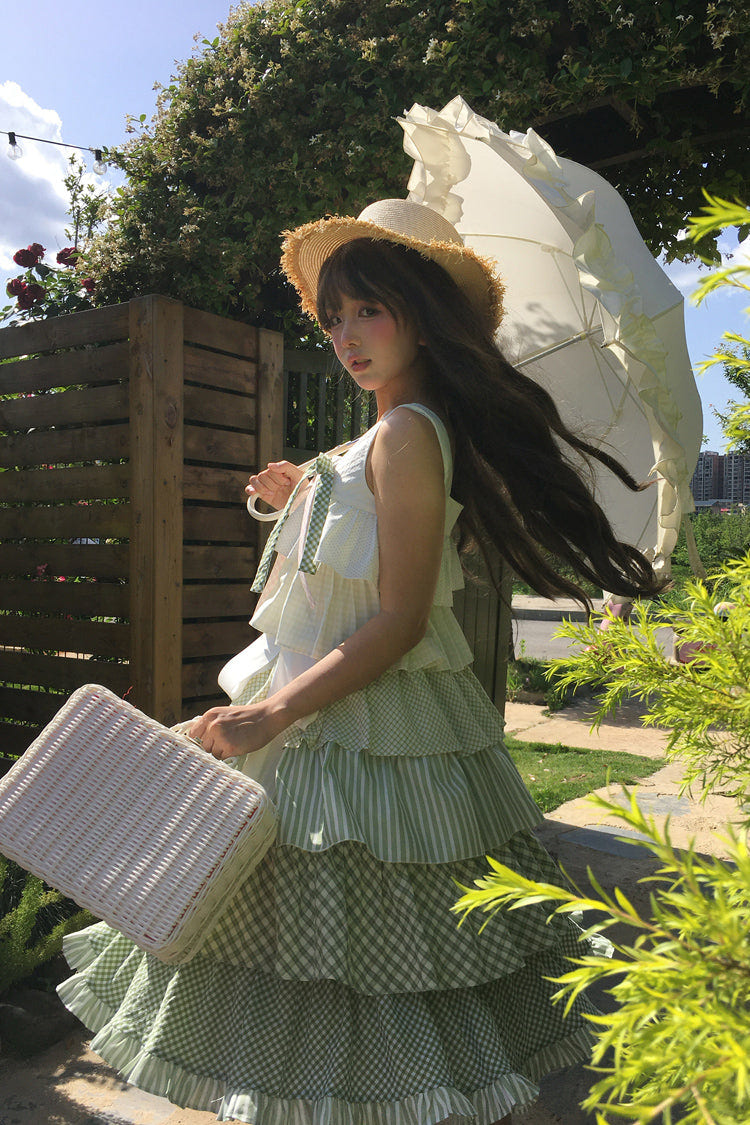 Green [Go To The Forest] Multi-Layered Print Ruffle Holiday Sweet Lolita Jsk Dress - Product - 20