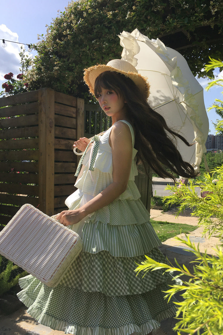 Green [Go To The Forest] Multi-Layered Print Ruffle Holiday Sweet Lolita Jsk Dress - Product - 20