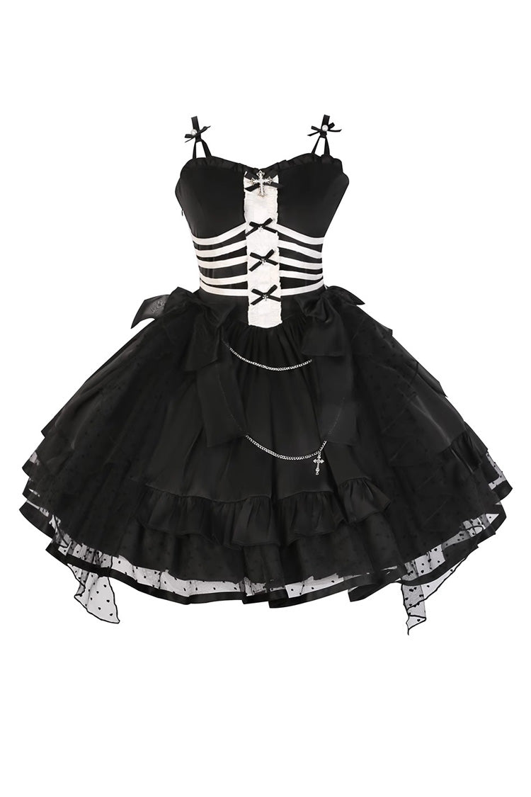 Black Multi-layer Ruffle Gothic Elegant Princess Lolita Jsk Dress - Product - 9