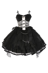 Black Multi-layer Ruffle Gothic Elegant Princess Lolita Jsk Dress - Product - 9