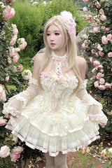 Multi-Color Ballet of Flora Halterneck Multi-layer Ruffle Lace Sweet Lolita Dress - Product - 6