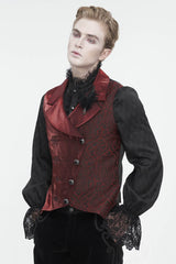Red Embossed Feather Men's Gothic Waistcoat - Product - 3