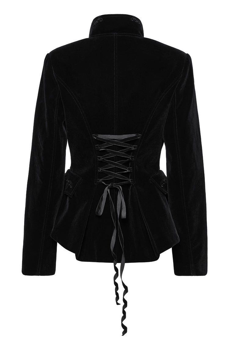 Black Swallow-tailed Velvet Long Sleeves Women's Gothic Jacket - Product - 9