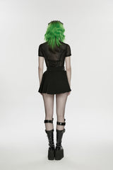 Black Buckled Zippered Pleated Women's Punk Skirt - Product - 2