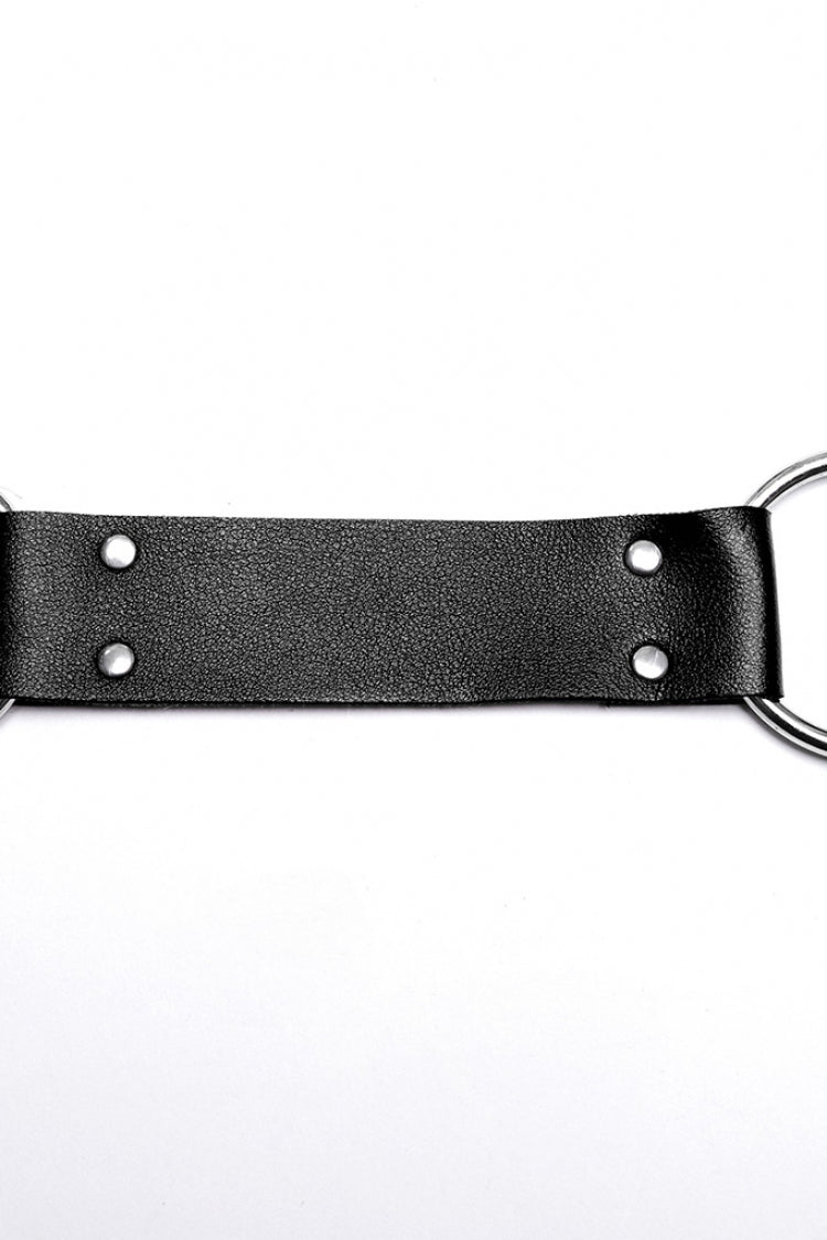 Black Women's Steampunk Buckle Faux Leather Body Harness - Product - 5