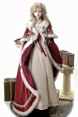 Red [Royal Coronation] Embroidered Sweet Gorgeous European Court Style Lolita Dress and Cape Set - Red(Set) - 1