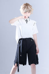 Black Spooky Shadow Irregular High Waisted Ouji Lolita Shorts - Product - 5