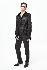 Black Basic Jacquard Diagonal Pocket Three Dimensional Webbing Gothic Mens Pants - Product - 6