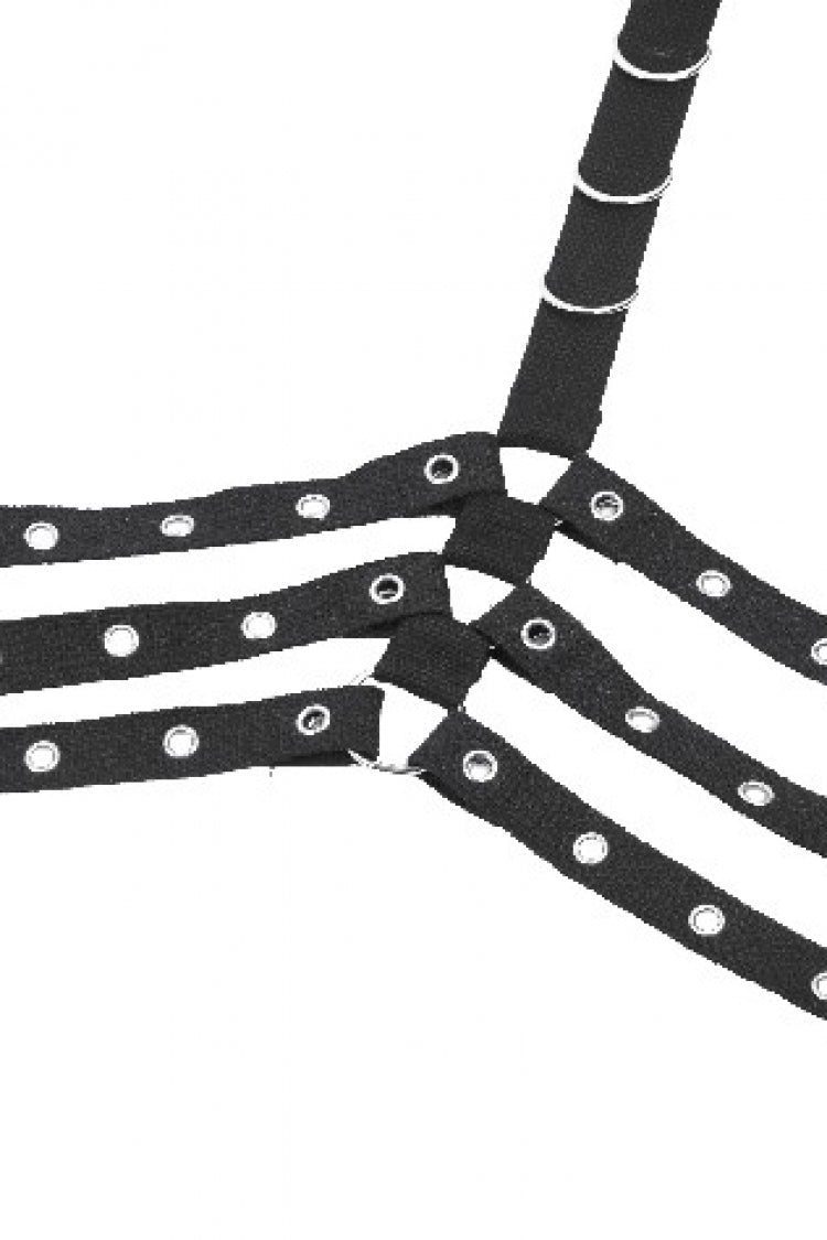 Black Women's Punk Halter Eyelet Chest Harness - Product - 13