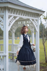 Multi-layer Striped Print Ruffle Sweet College Style Elegant Lolita Skirt 3 Colors - Product - 7