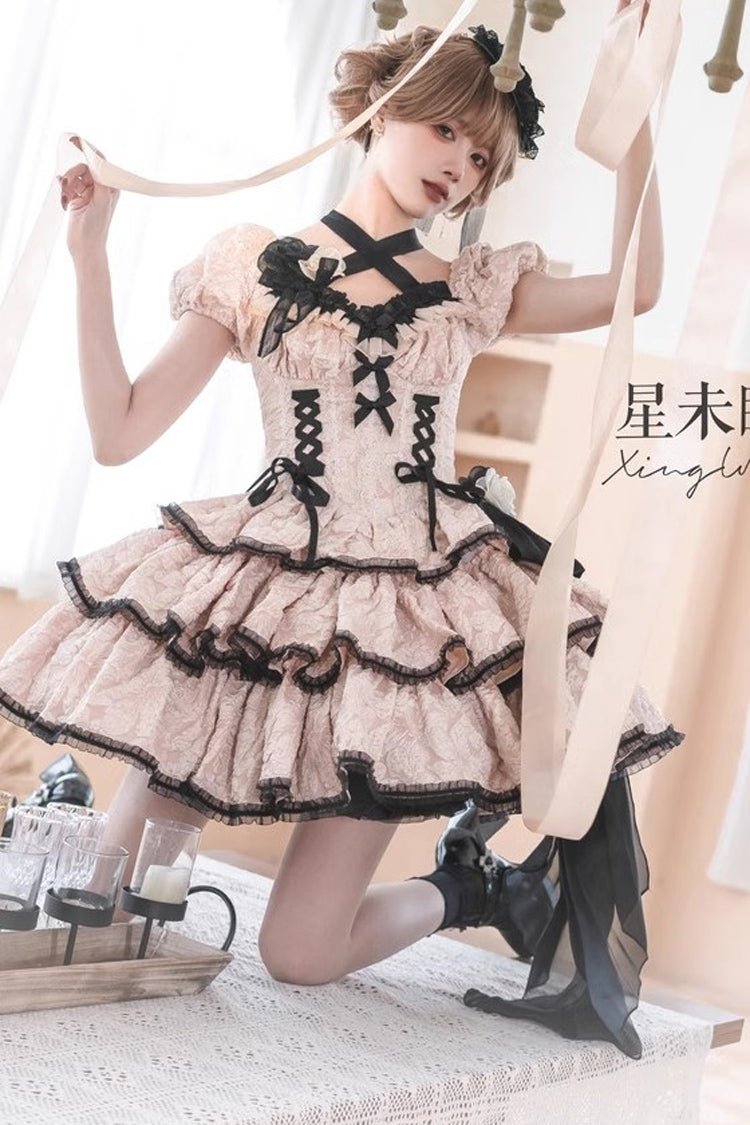 Ivory Medea Kiss Short Sleeves Gothic Lolita Op Tiered Dress - Product - 8
