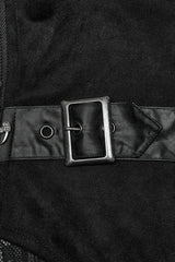 Black Sleeveless Hollow Suede Leather Stitching Irregular Mens Gothic Vest - Product - 6