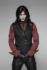 Black V Collar Sleeveless Metal Buckle Mens Steampunk Crossover Formal Vest - Product - 2
