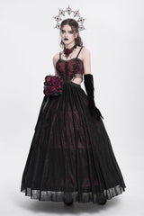 Red Jacquard Floral Embroidery Lace Ripped Women's Gothic Party Slip Dress - Product - 9