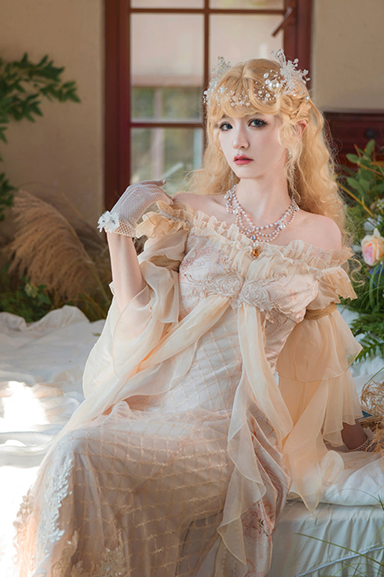 Pink [Bathing in the Light] Short Sleeves Ruffle Embroidery Lace Sweet Elegant Lolita Dress - Product - 10