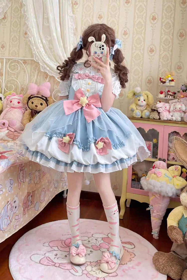 Little Wishing Star Ruffle Bowknot Bud Sweet Lolita Jsk Dress 5 Colors - Product - 8
