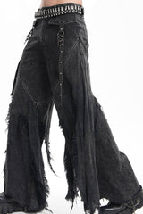 Black Ripped Rings Studs Men's Gothic Pants - Product - 15