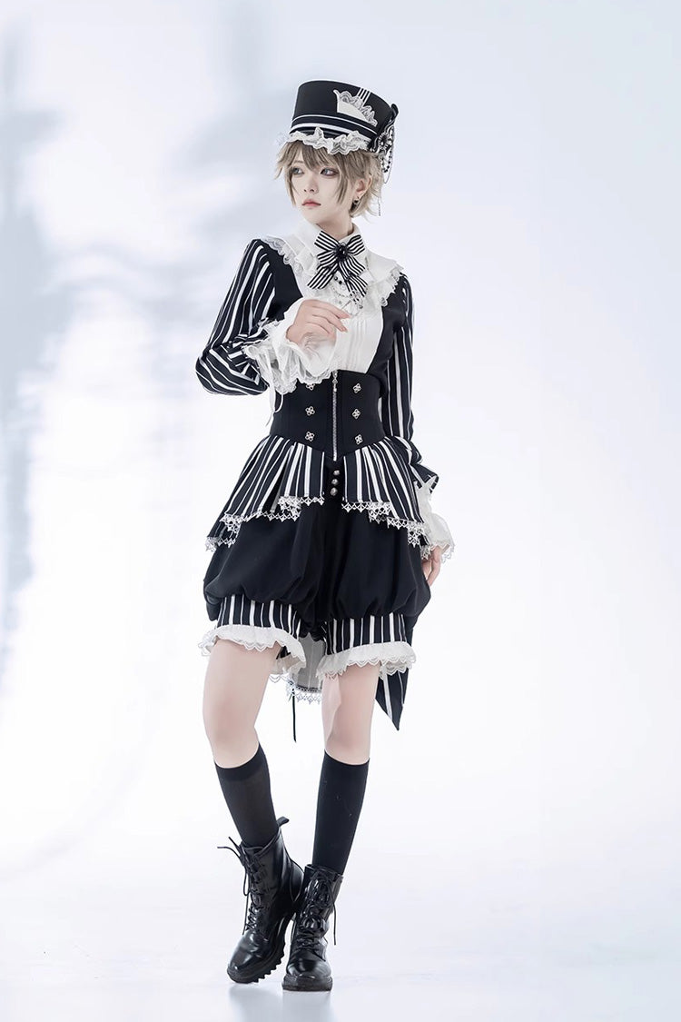 Black/White Wonderful Trick Print Lace Ouji Fashion Elegant Lolita Blouse - Product - 4