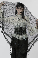 Black Three-Dimensional Floral Butterfly Lace Women's Gothic Headwear - Product - 2