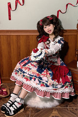 Mint Strawberry Dessert Doll Collar Short Sleeves Print Ruffle Bowknot Sweet Lolita Dress 4 Colors - Product - 14