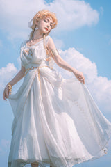 White [Ragnarok] Sleeveless Embroidery Sweet Elegant Lolita Jsk Dress - Product - 2