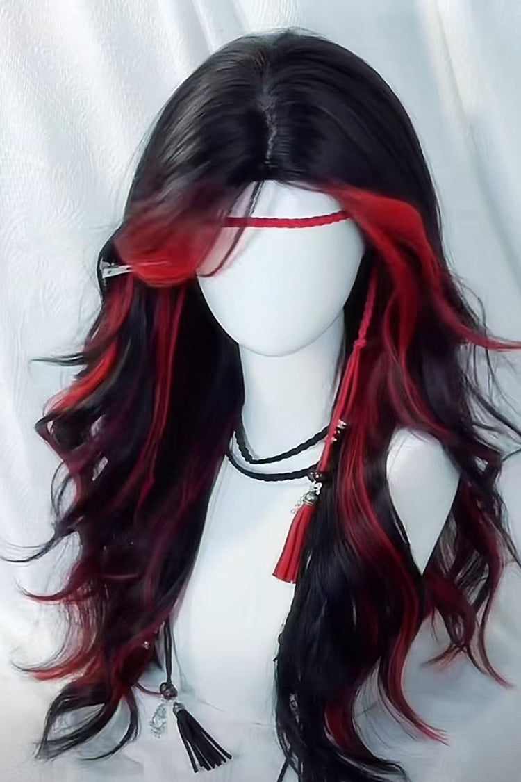 Red/Black Ombre Long Curls Gothic Sweet Lolita Wig - Product - 2