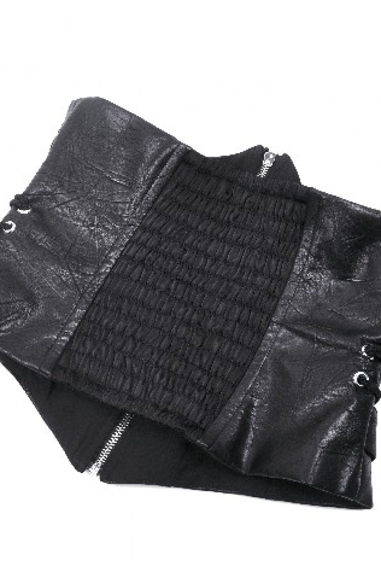 Black Lace-Up Metal Buckled Zippered Women's Punk Underbust Corset - Product - 14