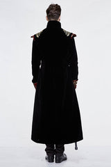 Gothic Jacquard Stand Collar Embroidery Mens Long Coat - Product - 3
