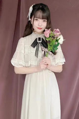 Sweet Short Sleeves Multi-Layered Lace Slim Jirai Kei Lolita Dress 4 Colors - Product - 9