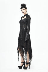 Black Dragon Spine Hole Decoration Long Sleeves Gothic Dress - Product - 5