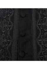 Black Punk Stand Collar Front Lacework Decorate Side Slit Long Men's Cloak - Product - 8