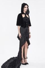 Black Stitching Lace Hooded Women's Gothic Cloak - Product - 4