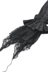 Black Long Lantern Sleeves Ruffled Spliced Lace Women's Gothic Blouse - Product - 17