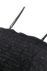 Black Spaghetti Straps Sheer Double-Layered Ruffled Lace Women's Gothic Top - Product - 16