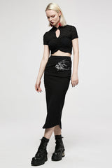 Short Sleeves Ruffle Sheer Tie-dyed Women's Punk Chinese Style T-Shirt 2 Colors - Product - 12