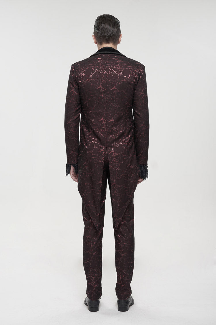 Red Bright Pattern Printed Decoration Men's Gothic Tailcoat - Product - 5