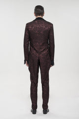 Red Bright Pattern Printed Decoration Men's Gothic Tailcoat - Product - 5