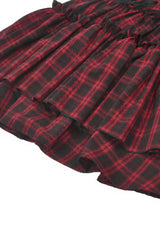Red/Black Sleeveless Layered Plaid Ruched Women's Cake Dress Graduation Dress - Product - 17