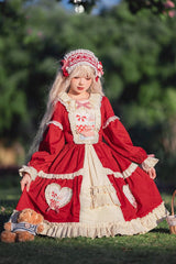 Red Cider House Long Sleeves Print Ruffle Cardigan Bowknot Sweet Lolita Dress - Product - 6